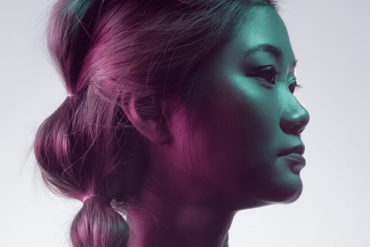 Test image: Woman with long hair and earrings